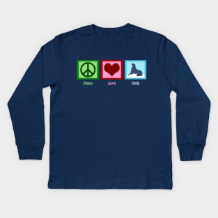 Peace Love Seals Kids Long Sleeve T-Shirt